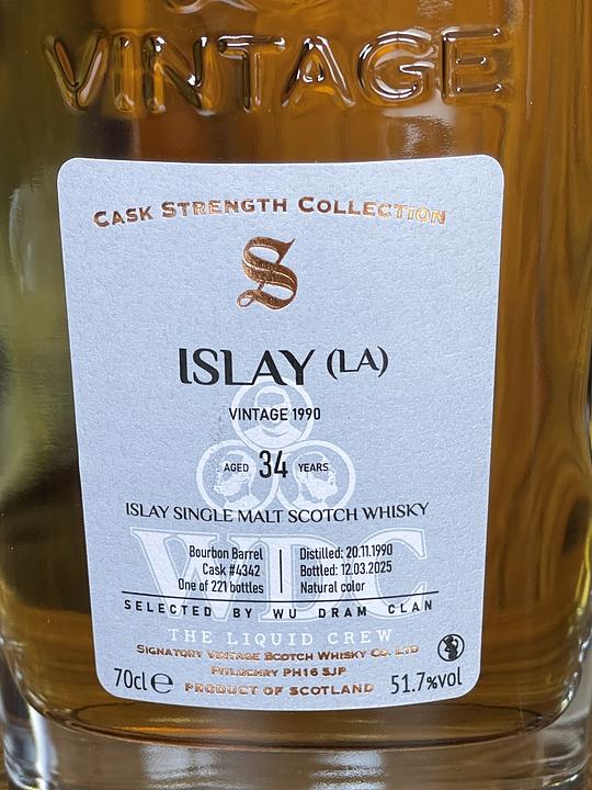 Islay (LA) 34 yo 1990-2025 51.7% Signatory Vintage for Wu Dram